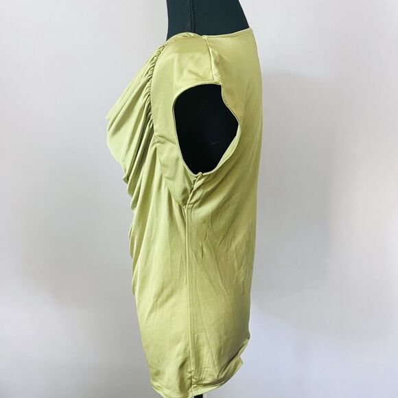 Carmen Marc Valvo Stretch Tank Top Blouse Women M Green Cap Sleeve Shell - Picture 6 of 8